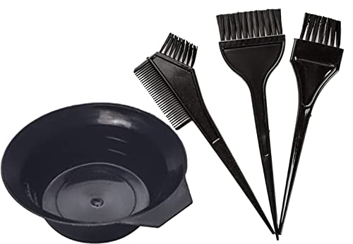 Hair Dye Bowl and Brush Kit DIY Beauty Saloon Kit Hair Tinting Brushes Bleach Mixing Bowl Double sided Coloring Comb and Hair Dyeing Applicator & Styling accessories,Black
