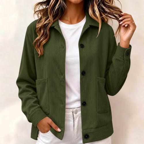 Gumipy Womens Corduroy Jacket Button Up Casual Collared Shirt Cropped Coats - image 2