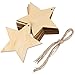 Pangda 20 Packs 3.15 Inch Wooden Star Cutouts Hanging Ornaments with Strings for Christmas Wedding, DIY, Craft, Festival, Decoration, Embellishments