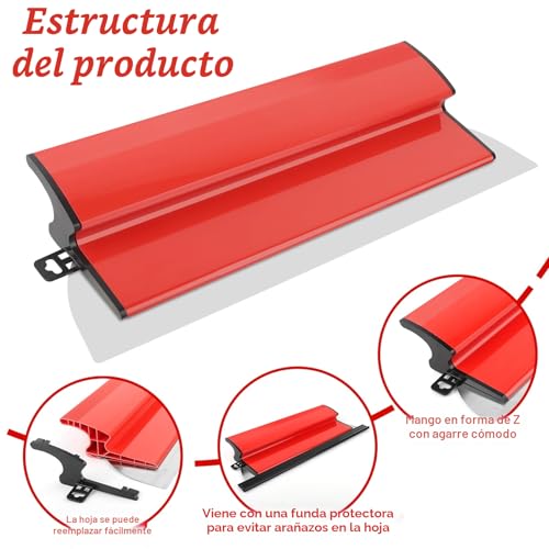 Miniatura 3 de Espátula Emplastecer, 40 Cm Llana Para Alisar Paredes Acero Inoxidable, Herramientas Pladur Para Enlucido De Paredes Y Techo, Espátula Pladur De 0,3 Mm De Grosor