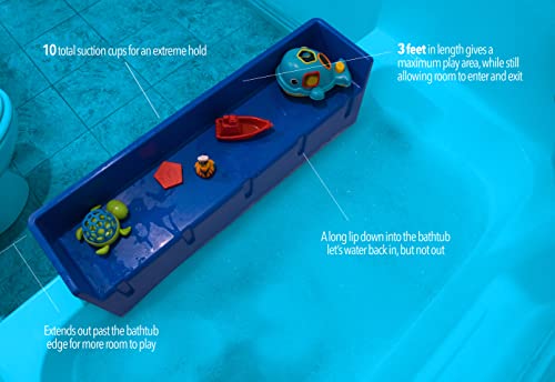 Tub Topper® Bathtub Splash Guard Play Shelf Area -Toy Tray Caddy Holder Storage -Suction Cups Attach To Bath Tub -No Mess Water Spill In Bathroom -Fun For Toddlers Kids Baby #TOP2