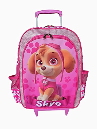 KIT MOCHILA DE RODINHAS SKYE PATRULHA CANINA INFANTIL COM BRINDES 2 AMARRADORES DE CABELO SCRUNCHIE