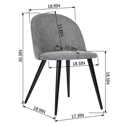 Image of Amazon Brand - Umi Romantic Vintage Side Dining Chair - Rustic Fabric Upholstered Seat with Black Powder-Coated Metal Legs for Elegant Home Dcor in Light Grey