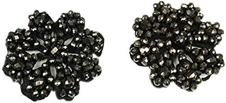 1 Pair Bead Flower Shoe Decoration Crystal Shoes Clip with Glass beads Shoe Accessories (Black)