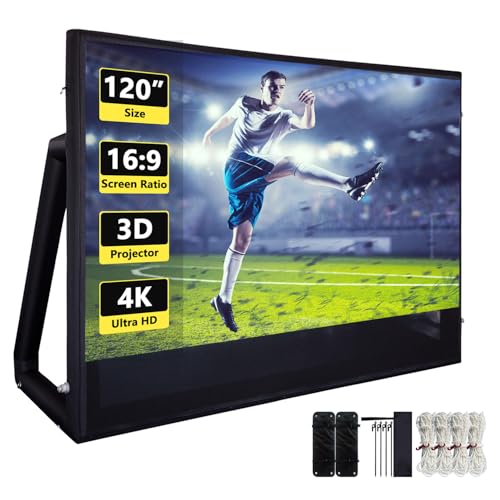 Image of Inflatable Projector Screen I Air-Tight No-Blower Design,Made from TPU Tarpaulin, 120 inch (Equivalent to 16ft) for Indoor & Outdoor Use Backyard, Pool, Party, Camping(Excluding air Pump)