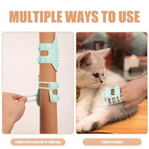 2pcs 2 en 1 Brosse Autonettoyante pour Chat, Silicone Brosse de Toilettage pour Chat Réglable Grattoirs pour Visage de Chat pour Pieds de Table Cadre d'Escalade Gant de Perte pour Chien - Image 7