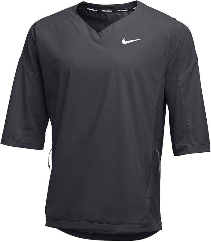 Nike Men's Hot Baseball Jacket 3/4 Sleeve Batting Practice BP Warm-Up Jersey Top, Dark Grey (Gray), Size Medium, 897383-060, NCAA HighSchool College