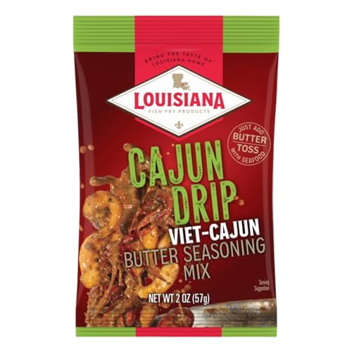 Louisiana Fish Fry Cajun Drip Viet-Cajun Butter Seasoning Mix - Seasoned Butter Sauce for Seafood - 2 oz. Bag (Pack of 1) - Just Add Butter and Toss with Seafood - Add a Burst of Flavor to Your Boiled Seafood with Cajun Drip
