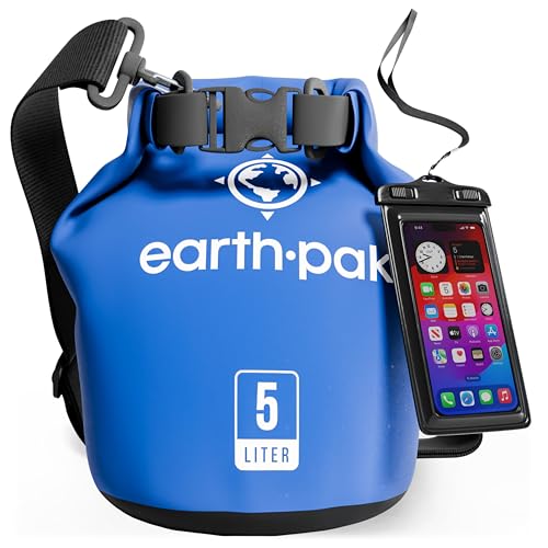 Image of Earth Pak Waterproof Dry Bag - Roll Top Waterproof Backpack Sack Keeps Gear Dry for Kayak with Waterproof Phone Case