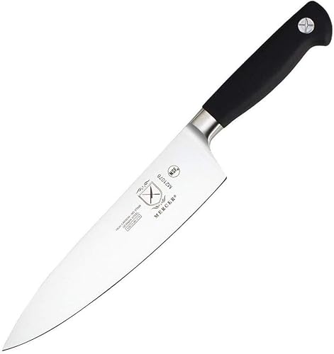 Miniatura 60 de Cuchillo para carne forjado Mercer Culinary Genesis de 10 pulgadas, Cuchillo de cocinero forjado, punta corta, filo gratont, 20,32 cm, Negro