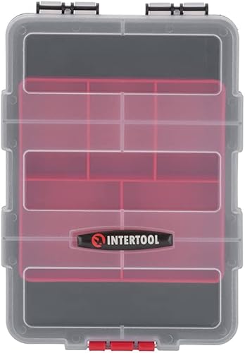 Miniatura 6 de INTERTOOL Caja de herramientas multiusos, bandeja extraíble de 5 compartimentos, funda de almacenamiento portátil, contenedor protector con bloqueo