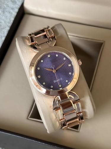 Image of styledose Women Analogue Wrist Watches for Women's & Girls&Ladies Diamond Studded Dial Rosegold Colored Stylish Bracelet Strap