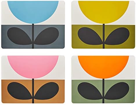 Orla Kiely OK628 Set of 4 Placemats-Sunflower Multi Table Mats, Cork