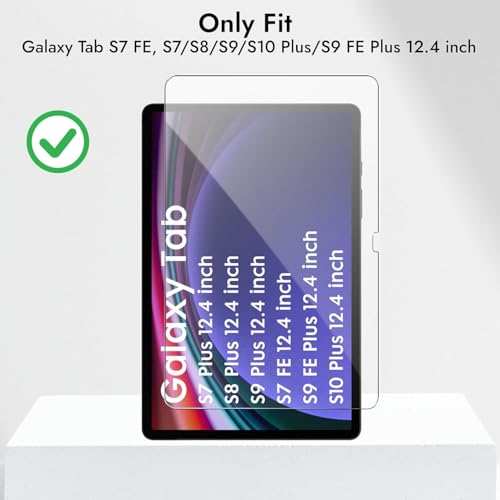 Image of compatible with Samsung Galaxy Tab S9 FE Plus / S9Plus / S10Plus / S8Plus / S7 FE 12.4 Inch Tab Tempered Glass Screen Protector Guard with Easy Installation kit | S9FE+ /S10+ /S9+ /S8+ /S7+ /S7FE Tablet