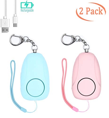 Preisvergleich Produktbild Autbye Persönlicher Alarm - 130DB Safesound Wiederaufladbar Selbstverteidigungsalarm mit Schlüsselbund, Sicherheitsschutzgeräte für Frauen, Kinder, Mädchen, Ältere (2er Pack)
