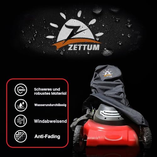 Zettum Rasenmäher Abdeckung, Abdeckhaube für Rasentraktor 600D Oxford PU Beschichtung Heavy Duty & Wasserdicht Rasenmäher Schutzhülle