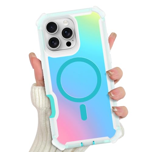 pmxlfo Magnetic Case Designed for iPhone 16 Pro Max Iridescent Back -Blue