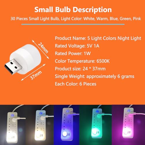Mini luz USB de noche led para evitar caídas a oscuras pack multicolor 2
