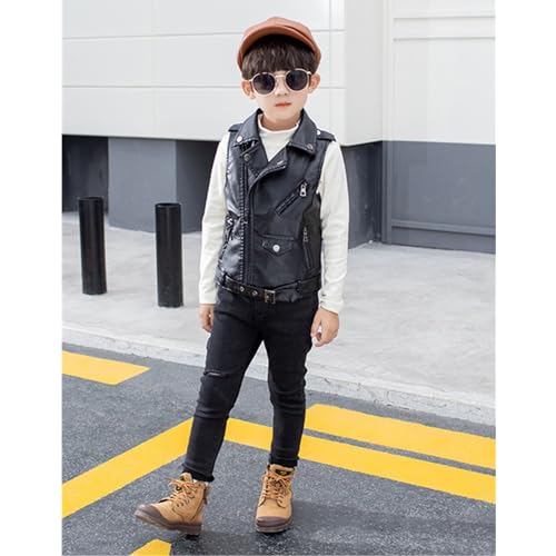 SywzX&xfybz Children Faux Leather Motorcycle Vests Boys Jacket Black3