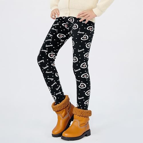 Generisch 2026 Girls Thermal Leggings Winter Base Layer Pants Cute Heart Leopard Print Soft Warm Lined Outdoor Cold Weather, black, 4-5 Years - Image 3