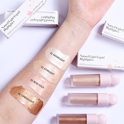 Silvercell Liquid Highlighter Natural Brightening For Face & Body, Contour Highlighter Stick Easy To Apply With Cushion Applicator, Moisturizing Waterproof Light Liquid Luminizer For Long Lasting Glow (#1 Moonlight) #TOP4
