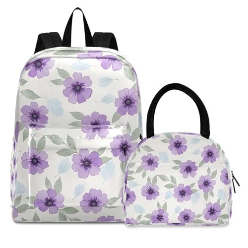 Sac à dos d'école violettes aquarelle avec doublure thermique et étanche