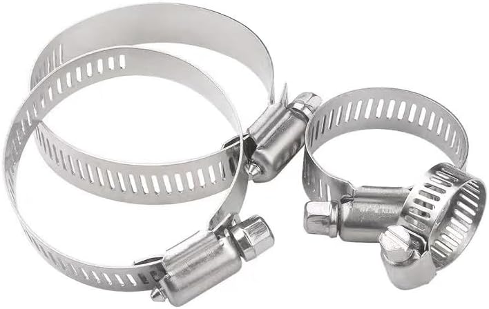 304 Stainless Steel Adjustable Hose Clamp Set - Heavy Duty Worm Gear Clips for Home, Automotive, and Industrial Use(175-197mm(5pcs))