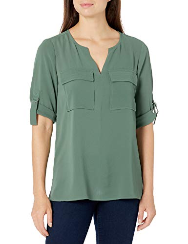 chaus roll tab blouse