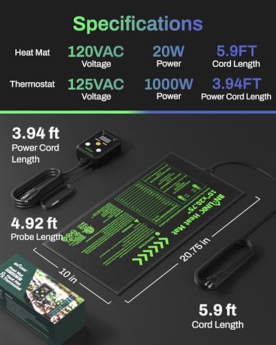 Image of BN-LINK Durable Seedling Heat Mat Heating Pad 10 inch x 20.75 inch with Digital Thermostat Combo Set