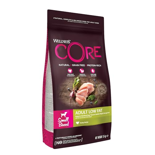 Wellness CORE Small Breed Low Fat, 1.5kg, Turkey, Dry Dog Food for Small Breeds, Grain-Free, High Meat Content, Protein-Rich, Low in Fat, Supports Healthy Weight Management