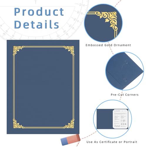 image for HAUTOCO 10 Pack Certificate Holders, Navy Blue Diploma Holders, Docume