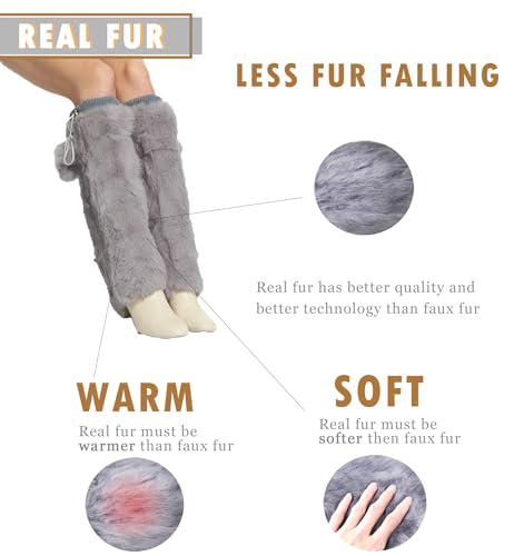 Image of Fur Story Fur Leg Warmers Real Fur Rabbit Winter Leggings Boot Toppers for Women