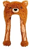 dressfan Plush Brown Bear Hat for Women Girl,Soft Winter Warm Beanie Hat,Novelty Funny Christmas Gifts & Birthday Gifts