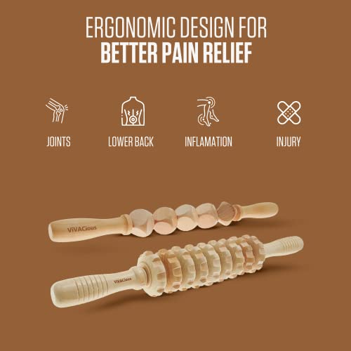 Vivacious 5Pcs Wood Therapy Massage Tools With User Manual - Professional Maderoterapia Kit Colombiana, Wooden Lymphatic Drainage Massager Tools For Body Shaping, Muscle Pain Relief, & Body Contouring #TOP7