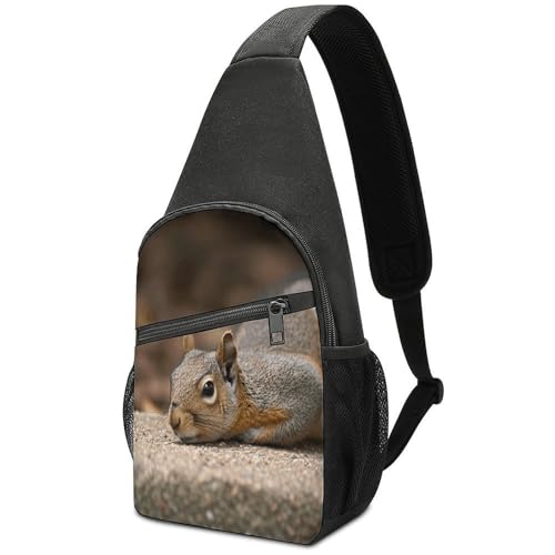 Image of ADFGYERH Squirrel Just Laying Sling Bag Daypack,Crossbody Bags for Women Men,Fanny Pack for Running, Travel & Everyday Workout