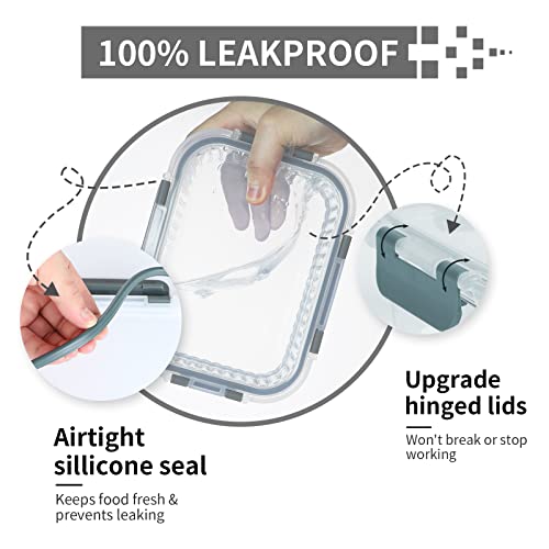 Komuee 5 Packs 36 Oz Glass Food Storage Containers, Glass Meal Prep Containers With Lids, Airtight Glass Lunch Bento Boxes, Bpa Free, Leak Proof, Microwave, Oven, Freezer And Dishwasher Friendly #TOP1