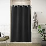 River Dream Stall Waffle Weave Shower Curtain with Snap-in Liner,Cotton Blend,No Hooks Needed Shower