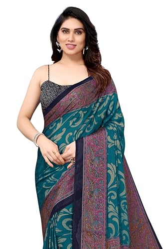 Image of MIRCHI FASHION Saree for Woman Chiffon Kalamkari Design | Professional Office Wear Lightweight Sari for All-Day Comfort with Blouse (Available in 15 Colors)