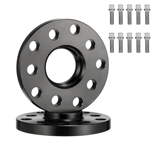 GEARMONSTER Spurverbreiterung 2x15mm Distanzscheiben Set LK: 5x100+5x112 NLB:57.1 mit 10 Stück Radschrauben M14x1.5mm 45mm Spurverbreiterungen