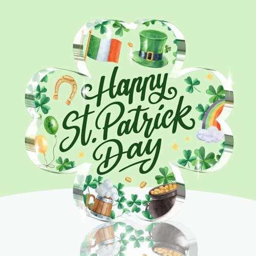 St Patricks Day Accessories Acrylic Tabletop Ornament Four Leaf Clover Decorations Irish Blessing Sign Leprechaun Hat Rainbow Festive Icons friends Husband Wife Brother St Patricks Day Decorations