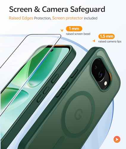 Image of FNTCASE for Google Pixel 10a Case: [Compatible with Magsafe] Translucent Matte Cases with [Screen Protector] Military Grade Shockproof Protective Magnetic Phone Cover for Pixel 10A - Green