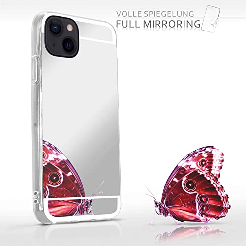 Coque miroir iPhone 14 silicone dos miroir argenté protection bords fine - 5
