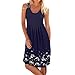 Produktbild iHENGH Damen Sommer Rock Lässig Mode Kleider Bequem Frauen Röcke ärmellose Abend Party Strandkleid kurzes Kleid(Marine, L)