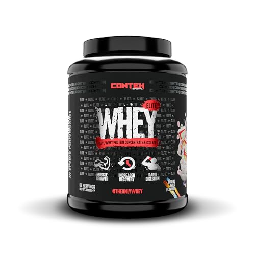 Whey Elite – Advanced Whey Protein Blend | Fast & Slow Release Protein for Muscle Growth & Recovery | Conteh Sports | 66 Servings | Great Taste & Mixability (One Size, Cereal Milk)