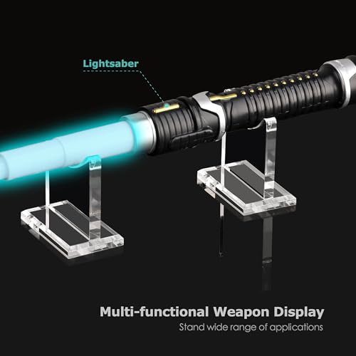 SANRUI Sword Stand Display, 8mm Thick Acrylic Katana Stand, Clear Lightsaber Display Stand for Tabletop, Horizontal Samurai Sword Holder Rack for Scabbard Dagger Wand, No Drilling Required, 2 Pack