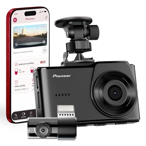 Image of Pioneer VREC-H520DC Dual Dash Cam Front and Rear Car Camera - Large Screen, 2K Resolution, Starvis Night Vision, 140 Degree Wide Lens, ADAS Safety Alerts, Built In GPS, Impact Detection, 24 /7 Coverage