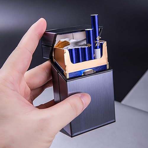 4 Pack Aluminum Cigarette Case Metal Cigarette Hard Box Holder for Men and Women Brushed 85mm Size Cigarette Protective Cover with Solid Magnetic Switch Flip Top Closure, 18-20 Capacity