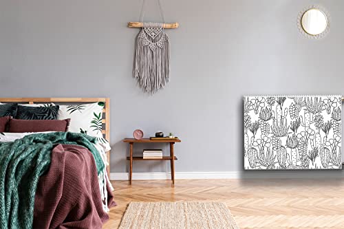 Cache radiateur magnétique blanc 80x60 couverture décorative cactus