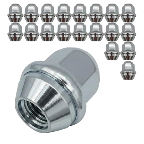 20x Radmuttern M12x1,5 60° Kegelbund geschlossen – SW 19mm – Höhe 31mm – verchromt mit Edelstahlkappe – Radmuttern Satz für Alufelgen – konisch
