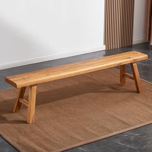 Banco de madera maciza, asiento de entrada estilo rústico, versátil para dormitorio, sala de estar, comedor y porche